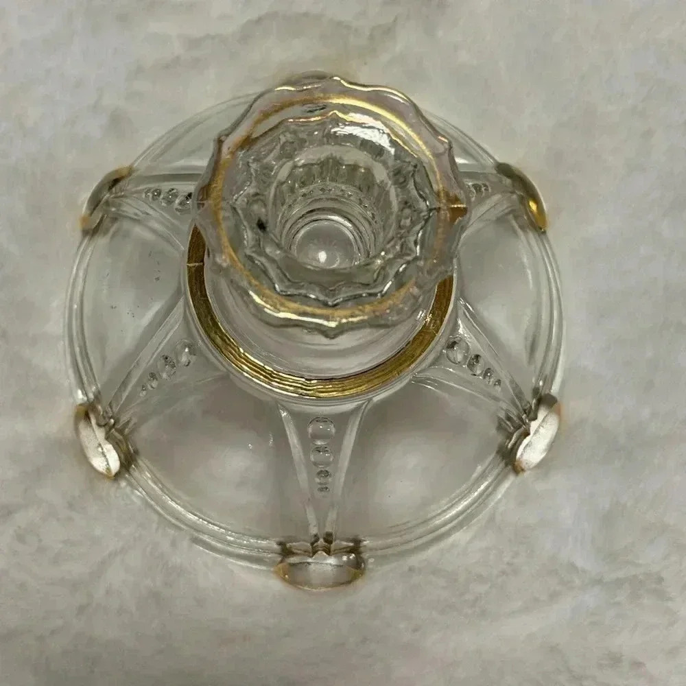 MCM Gold Trim Candleholder Candlestick Glass Beaded - Picture 5 of 9